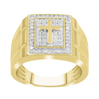 Thumbnail for MEN'S RING 1/2 CT ROUND/BAGUETTE DIAMOND 10K YELLOW GOLD