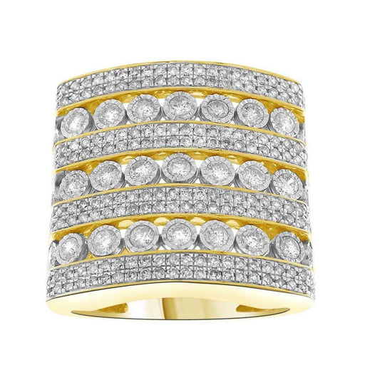 MEN'S RING 2 CT ROUND DIAMOND 14K YELLOW GOLD