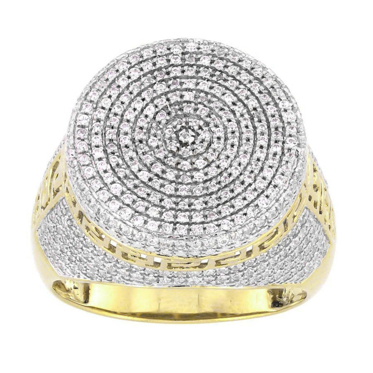 MEN'S RING 1 CT ROUND DIAMOND 14K YELLOW GOLD