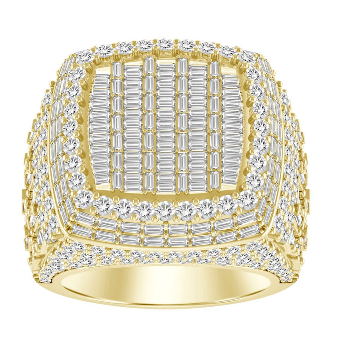 MEN'S RING 6 CT ROUND/BAGUETTE DIAMOND 10K YELLOW GOLD