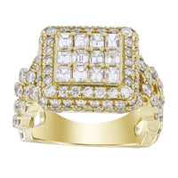 Thumbnail for MEN'S RING 4 7/8 CT ROUND/EMERALD DIAMOND 10K YELLOW GOLD