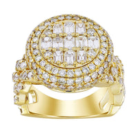 Thumbnail for MEN'S RING 5 1/20 CT ROUND/EMERALD DIAMOND 10K YELLOW GOLD