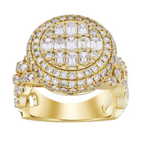 Thumbnail for MEN'S RING 5 1/20 CT ROUND/EMERALD DIAMOND 14K YELLOW GOLD