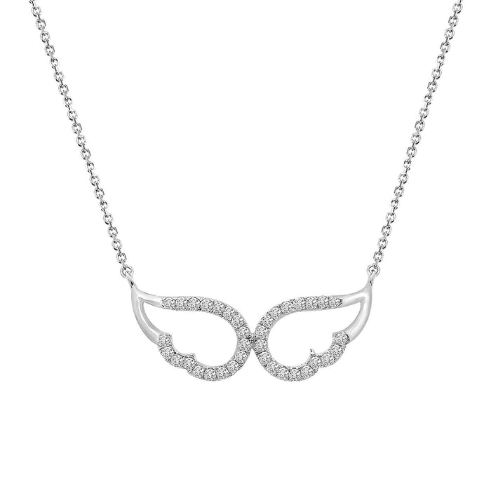 LADIES PENDANT WITH CHAIN 1/6 CT ROUND DIAMOND 10K WHITE GOLD