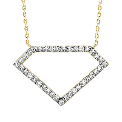 LADIES NECKLACE WITH CHAIN 1/5 CT ROUND DIAMOND 10K YELLOW GOLD