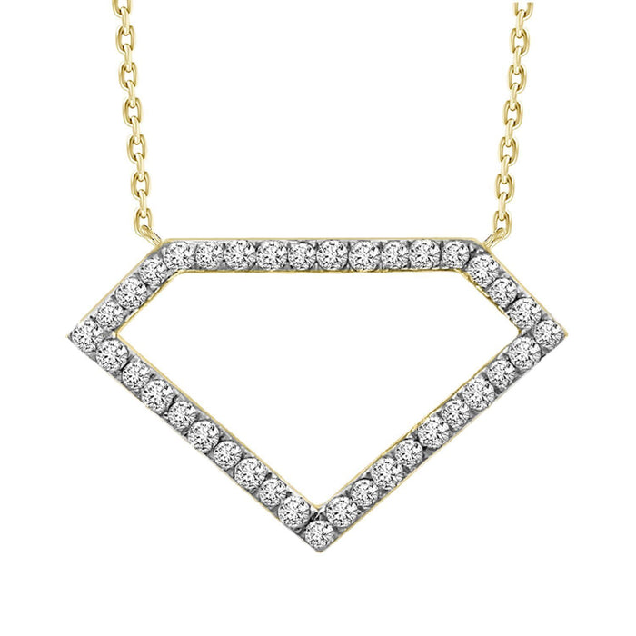 LADIES NECKLACE WITH CHAIN 1/5 CT ROUND DIAMOND 10K YELLOW GOLD