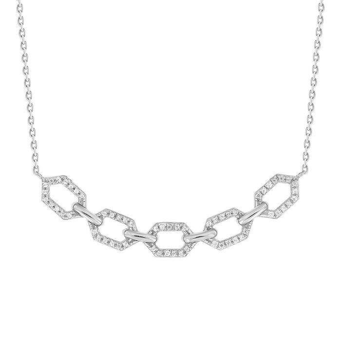 LADIES NECKLACE 1/6 CT ROUND DIAMOND 10K WHITE GOLD