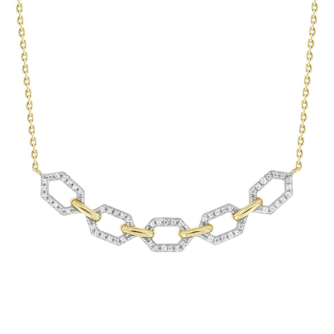 LADIES NECKLACE 1/6 CT ROUND DIAMOND 10K YELLOW GOLD