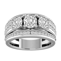 Thumbnail for LADIES 3-STONE RING 1 1/2 CT ROUND DIAMOND 14K WHITE GOLD