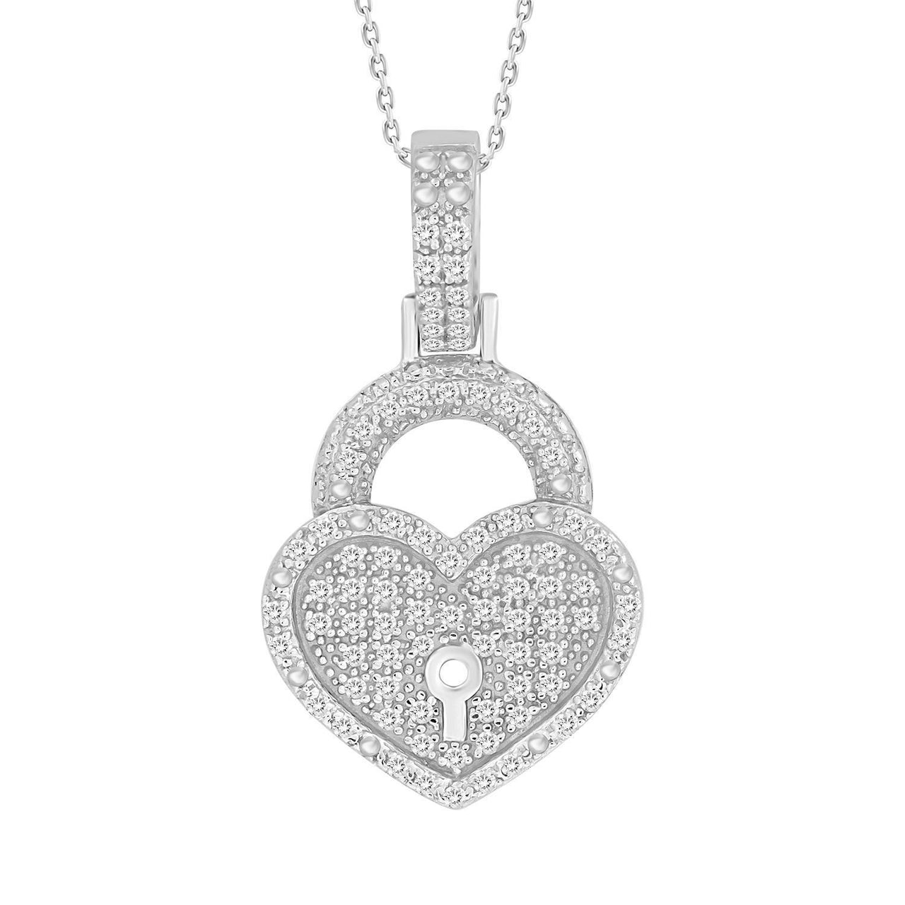 LADIES PENDANT 1/6 CT ROUND DIAMOND 14K WHITE GOLD