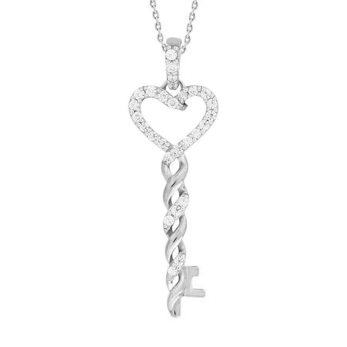 LADIES PENDANT 1/5 CT ROUND DIAMOND 10K WHITE GOLD