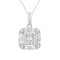Thumbnail for LADIES PENDANT 1/2 CT ROUND/BAGUETTE DIAMOND 10K WHITE GOLD