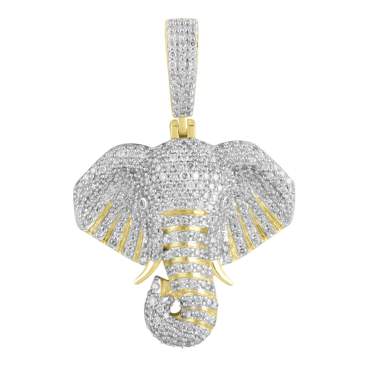MEN'S CHARM 1 1/2 CT ROUND DIAMOND 10K YELLOW GOLD
