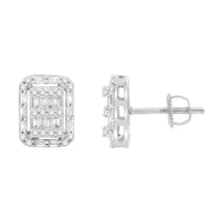 Thumbnail for UNISEX EARRINGS 1/2 CT ROUND/BAGUETTE  DIAMOND 10K WHITE GOLD