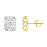 Thumbnail for UNISEX EARRINGS 1/2 CT ROUND/BAGUETTE  DIAMOND 10K YELLOW GOLD