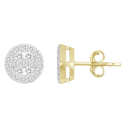 UNISEX EARRINGS 1/2 CT ROUND  DIAMOND 10K YELLOW GOLD