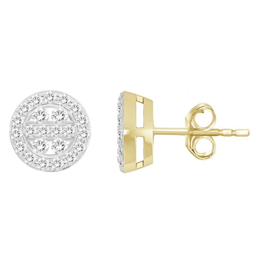 UNISEX EARRINGS 1/2 CT ROUND  DIAMOND 10K YELLOW GOLD