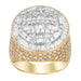 MEN'S RING 5 CT ROUND/BAGUETTE DIAMOND 10K YELLOW/WHITE GOLD