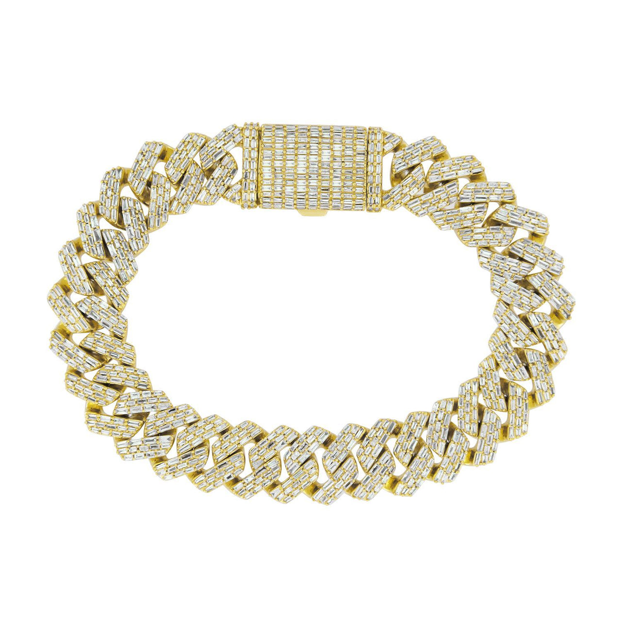 MEN'S BRACELET 7 CT BAGUETTE DIAMOND 10K YELLOW GOLD