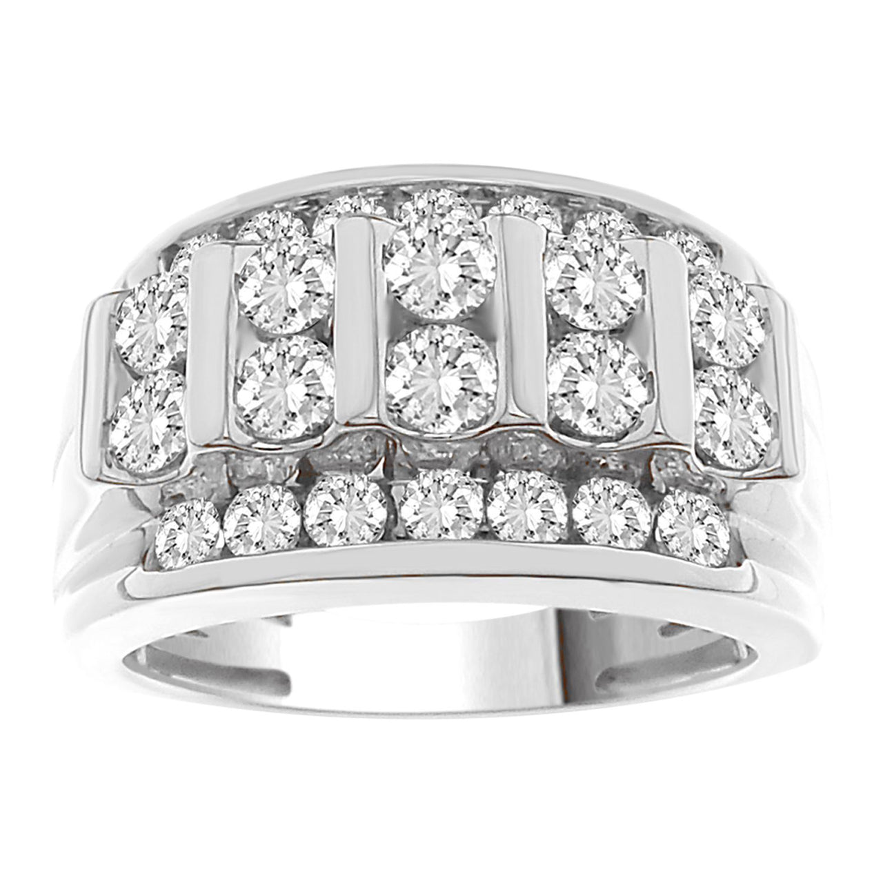 MEN'S BAND 3 CT ROUND DIAMOND 14K WHITE GOLD