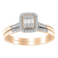 Thumbnail for LADIES BRIDAL RING SET 1/4 CT ROUND/BAUGUTTE DIAMOND 10K ROSE GOLD