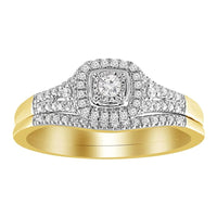 Thumbnail for LADIES BRIDAL RING SET 1/4 CT ROUND DIAMOND 10K YELLOW GOLD