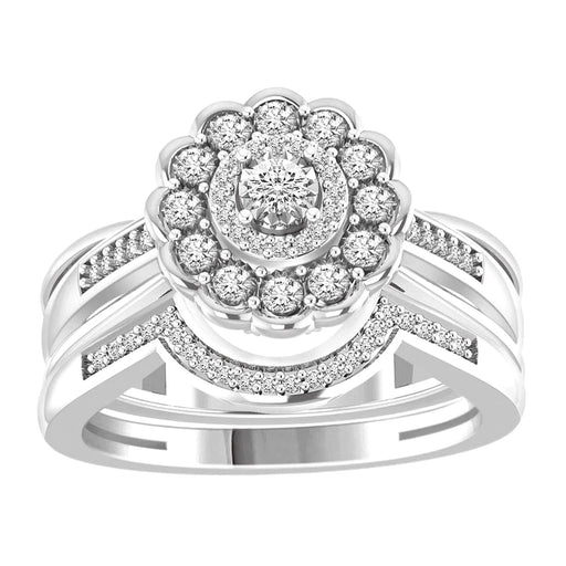 LADIES BRIDAL RING SET 1/3 CT ROUND DIAMOND 10K WHITE GOLD