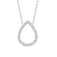 Thumbnail for LADIES NECKLACE 1/5 CT ROUND/BAGUETTE DIAMOND 10K WHITE GOLD