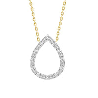 Thumbnail for LADIES NECKLACE 1/5 CT ROUND/BAGUETTE DIAMOND 10K YELLOW GOLD
