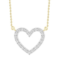 Thumbnail for LADIES NECKLACE 1/3 CT ROUND/BAGUETTE DIAMOND 10K YELLOW GOLD
