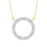 Thumbnail for LADIES NECKLACE 1/10 CT ROUND/BAGUETTE DIAMOND 10K YELLOW GOLD