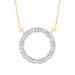 LADIES NECKLACE 1/10 CT ROUND/BAGUETTE DIAMOND 10K YELLOW GOLD