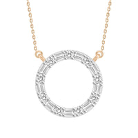 Thumbnail for LADIES NECKLACE 1/10 CT ROUND/BAGUETTE DIAMOND 10K ROSE GOLD