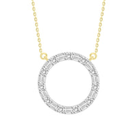 Thumbnail for LADIES NECKLACE 1/5 CT ROUND/BAGUETTE DIAMOND 10K YELLOW GOLD
