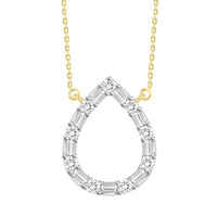 Thumbnail for LADIES NECKLACE 1/10 CT ROUND/BAGUETTE DIAMOND 10K YELLOW GOLD
