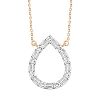 Thumbnail for LADIES NECKLACE 1/10 CT ROUND/BAGUETTE DIAMOND 10K ROSE GOLD