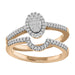 LADIES BRIDAL RING SET 1/3 CT ROUND/BAGUETTE DIAMOND 10K ROSE GOLD