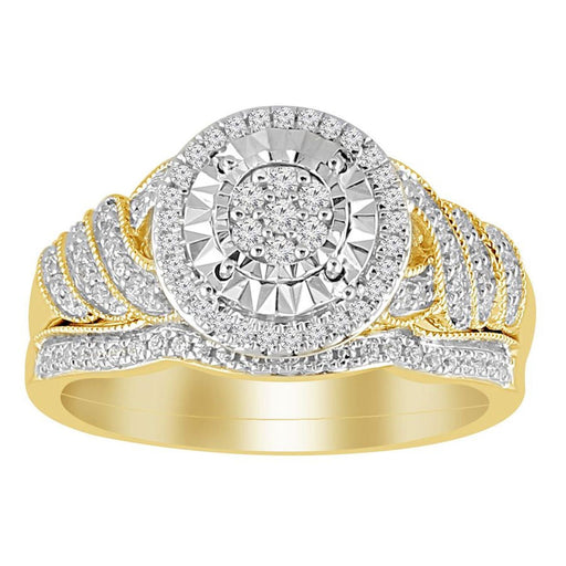 LADIES BRIDAL RING SET 1/3 CT ROUND DIAMOND 10K YELLOW GOLD