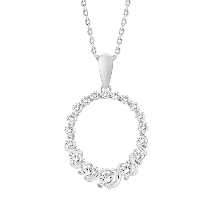 LADIES PENDANT 1/2 CT ROUND DIAMOND 10K WHITE GOLD