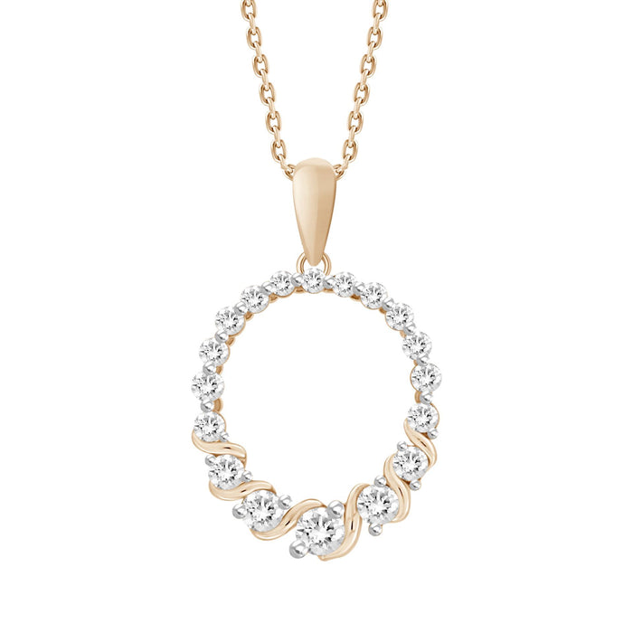 LADIES PENDANT 1/2 CT ROUND DIAMOND 10K ROSE GOLD