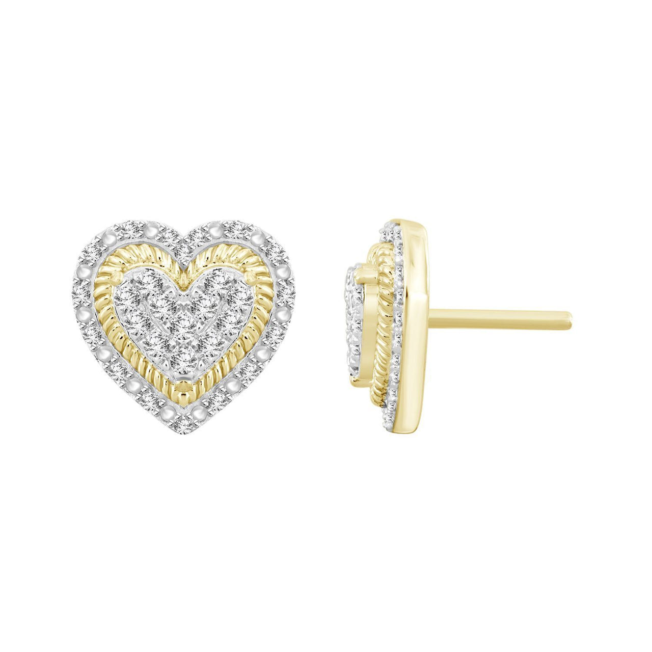 UNISEX EARRINGS 1/4 CT ROUND DIAMOND 10K YELLOW GOLD