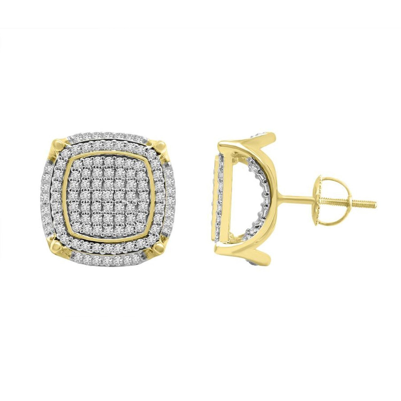UNISEX EARRINGS 3/4 CT ROUND DIAMOND 10K YELLOW GOLD