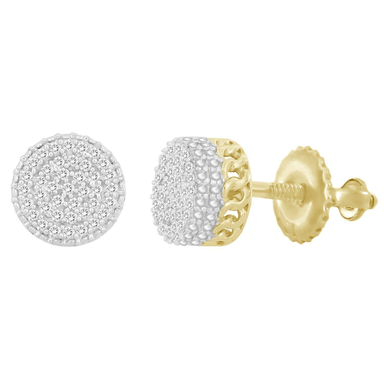 UNISEX EARRINGS 1/6 CT ROUND DIAMOND 10K YELLOW GOLD