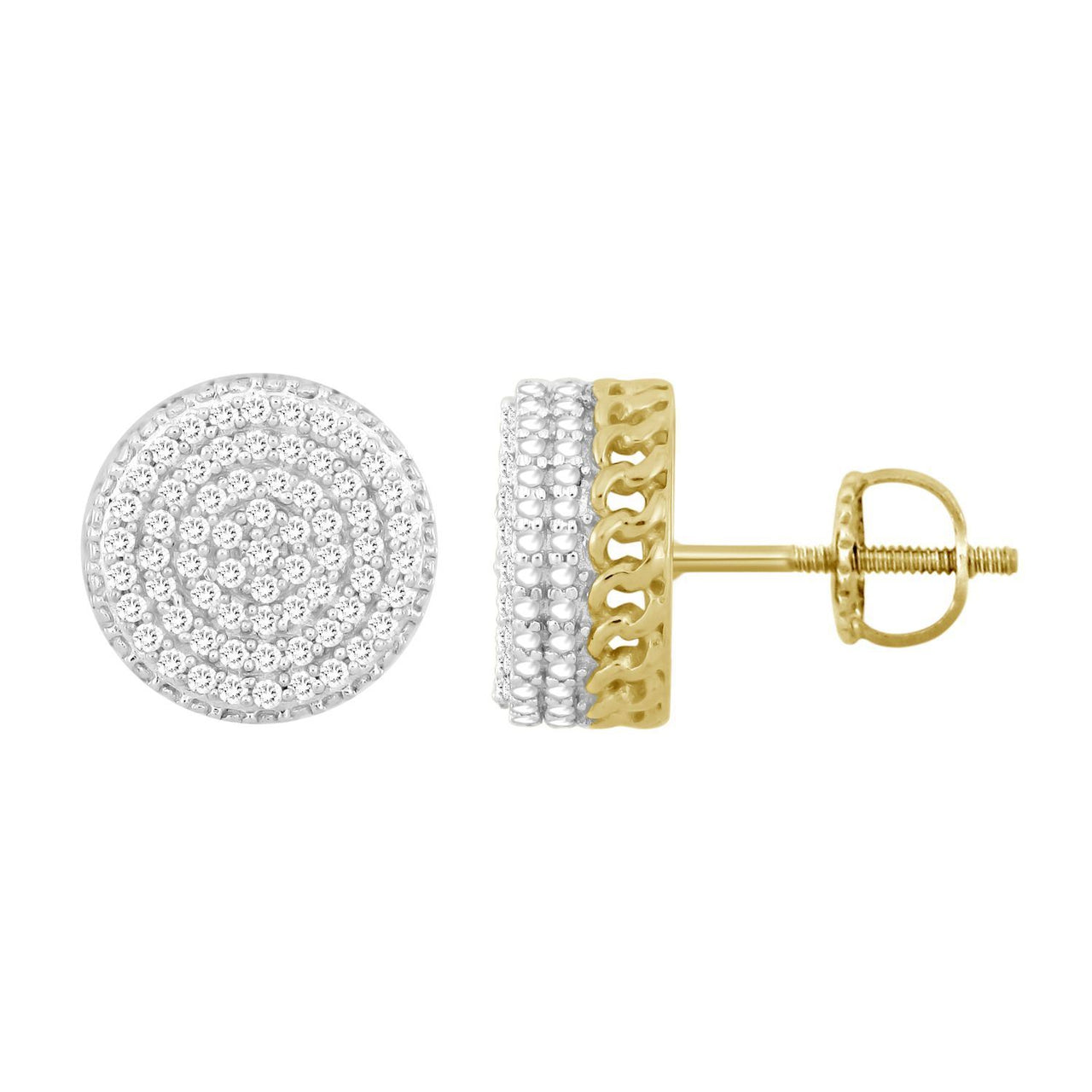 UNISEX EARRINGS 1/4 CT ROUND DIAMOND 10K YELLOW GOLD