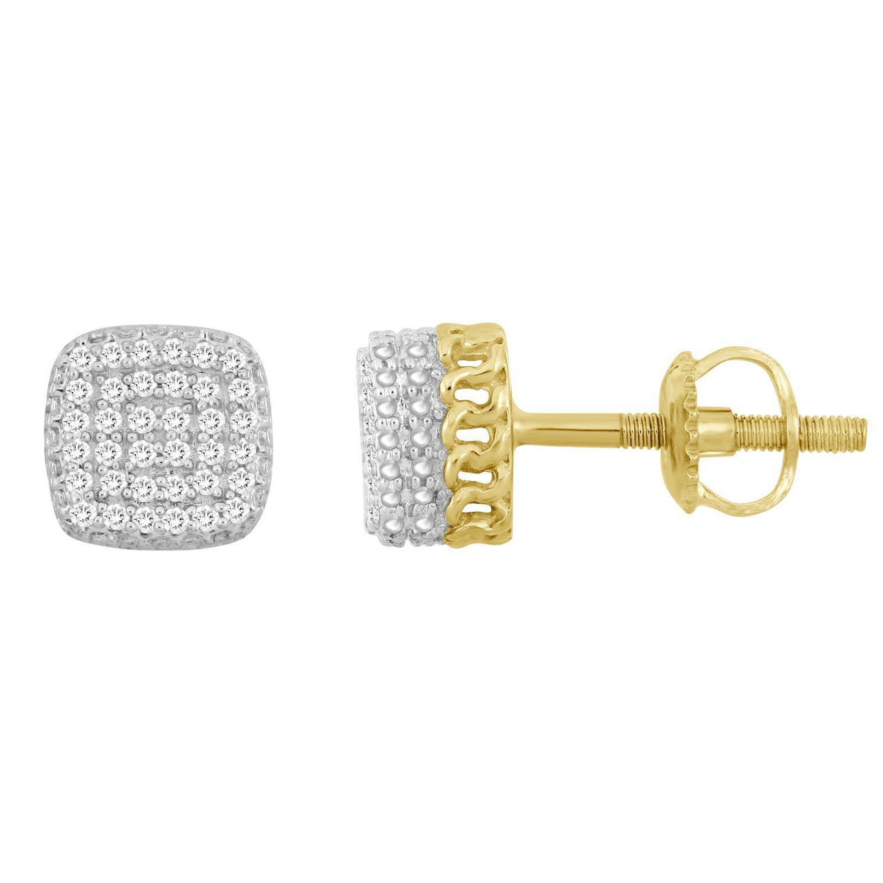 UNISEX EARRINGS 1/6 CT ROUND DIAMOND 10K YELLOW GOLD