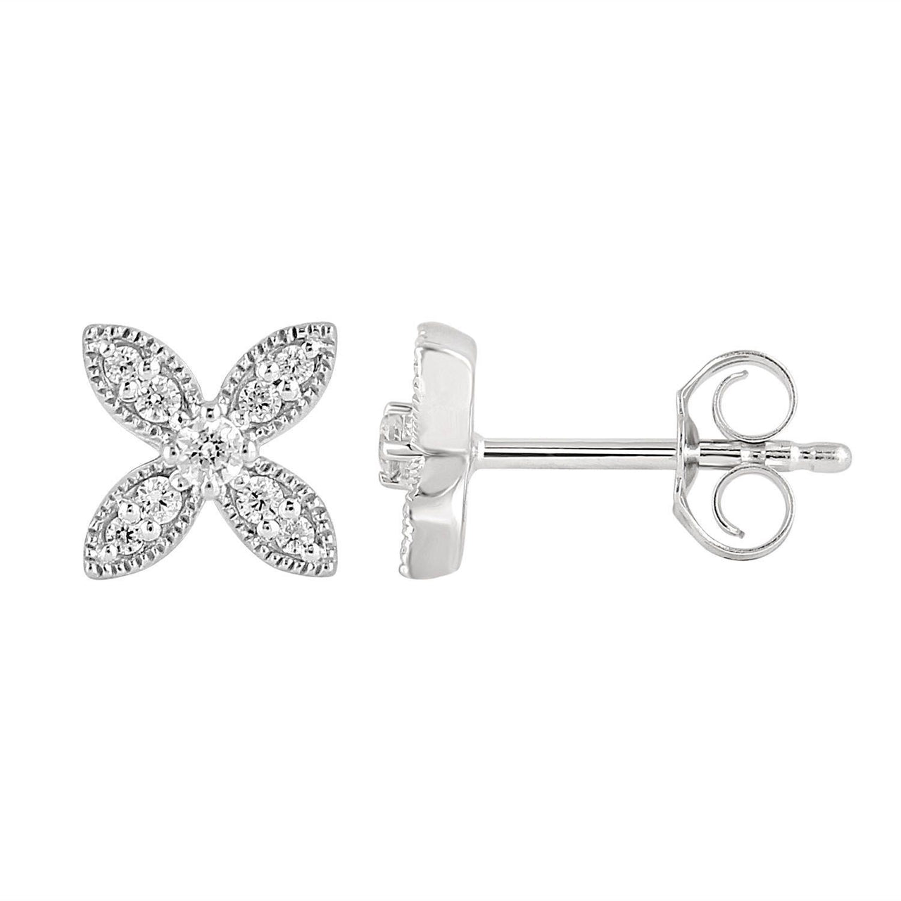 LADIES EARRINGS 1/6 CT ROUND DIAMOND 10K WHITE GOLD