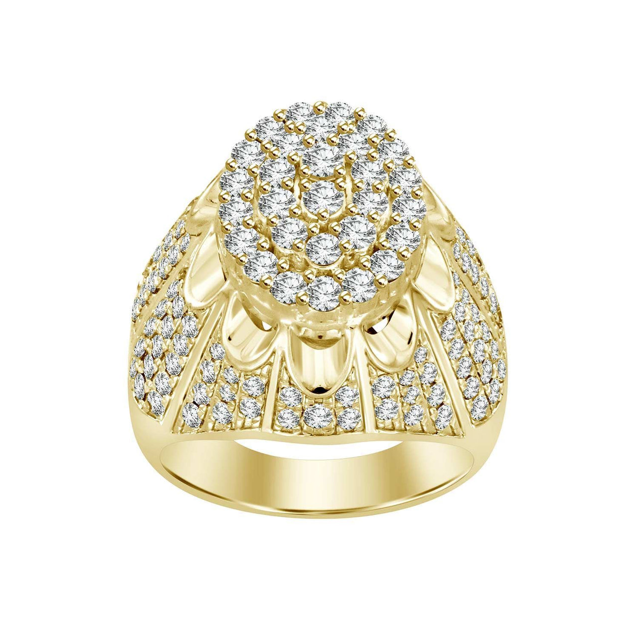 MEN'S RING 3 CT ROUND DIAMOND 10K YELLOW GOLD