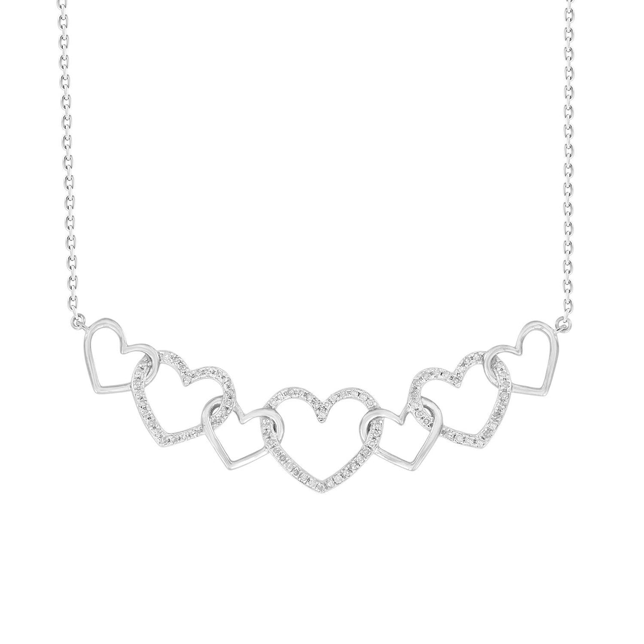 LADIES DIAMOND NECKLACE 1/4 CT ROUND DIAMOND 10K WHITE GOLD