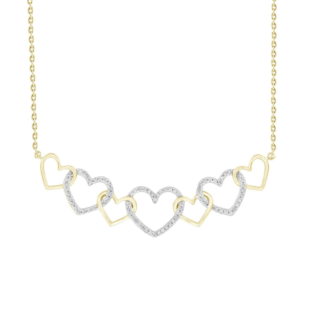 LADIES DIAMOND NECKLACE 1/4 CT ROUND DIAMOND 10K YELLOW GOLD