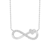 Thumbnail for LADIES DIAMOND NECKLACE 1/6 CT ROUND/BAGUETTE DIAMOND 10K WHITE GOLD